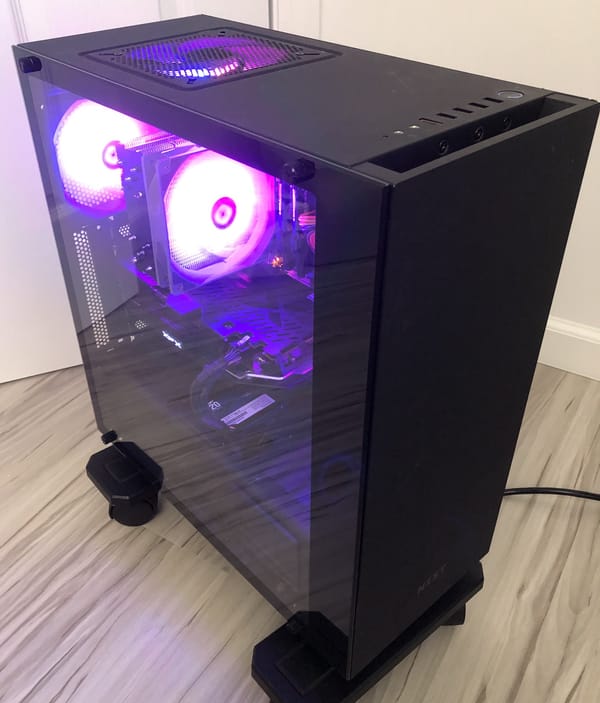 ITX Gaming PC with a Ryzen 5 3600 CPU, XFX AMD Radeon RX 5600 XT 6GB GDDR6 RAW II, and ARGB fans inside an NZXT S340 case